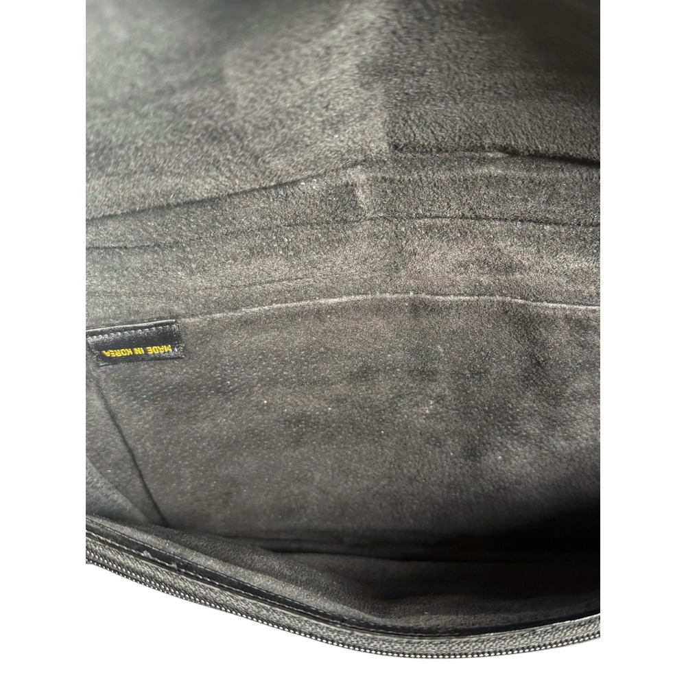 Vintage Black Eel Skin Leather Clutch Bag Oversized Paneled Envelope Handbag - Picture 6 of 10